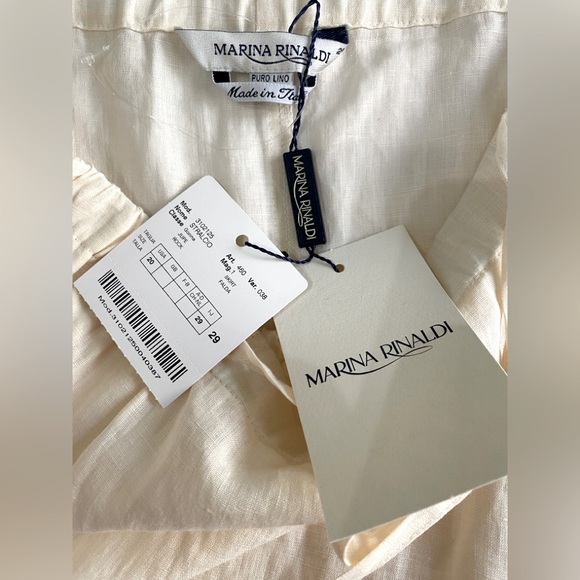 🆕 MARINA RINALDI Ivory 100% Linen A-Line Lagenlook Skirt SZ 20 - Picture 3 of 7